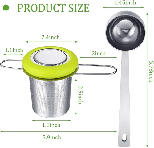 Miniatura 3 de 2 Infusores de té de acero inoxidable con mango plegable, filtro extra, filtro de malla fina, cesta de preparación con tapa para té de hojas sueltas