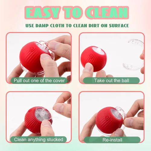 Miniatura 6 de Speedy 2.0 Tail 2 paquetes de juguetes interactivos para gatos de interior, juguete automático para gatos con cola de malla elástica, bola rodante