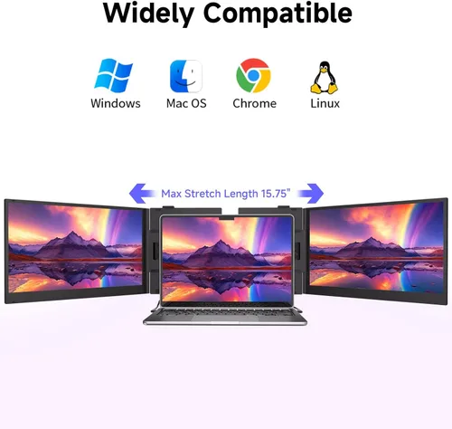 Miniatura 4 de Extensor de pantalla triple para laptop, 2.2 libras 14 pulgadas FHD ultra ligero, múltiples monitores portátiles ultrafinos conectables