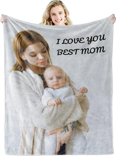 Miniatura 13 de Youltar Regalos personalizados para el día de la madre para mamá, manta de fotos personalizada de hija e hijo, 6 collages de fotos de 30 x 40