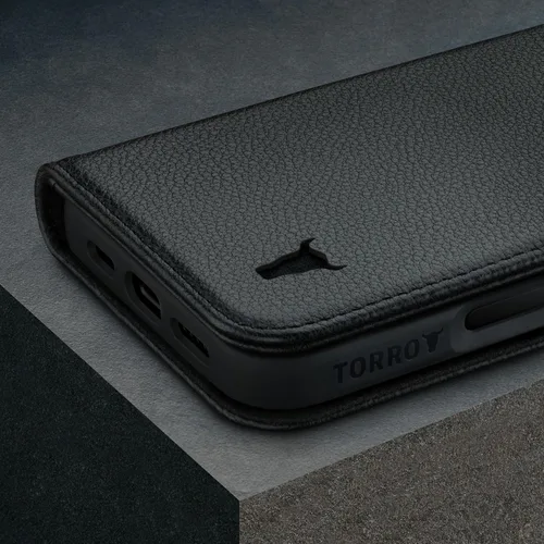 Miniatura 7 de TORRO Funda de cuero prémium compatible con iPhone 16 Pro Max de 6.9 pulgadas, funda de piel auténtica tipo cartera con función atril y ranuras