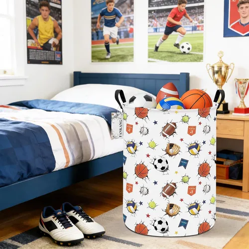 Miniatura 6 de Cesta de almacenamiento, cesta de lona plegable con revestimiento de polietileno impermeable, cestas de almacenamiento grandes para niños y niñas