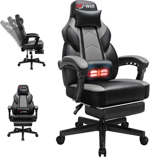 Miniatura 12 de Gaming Chair for Adults with Footrest & Massage Lumbar Support, Ergonomic High Back Gamer Chair, Adjustable Swivel Computer Gaming Chairs with