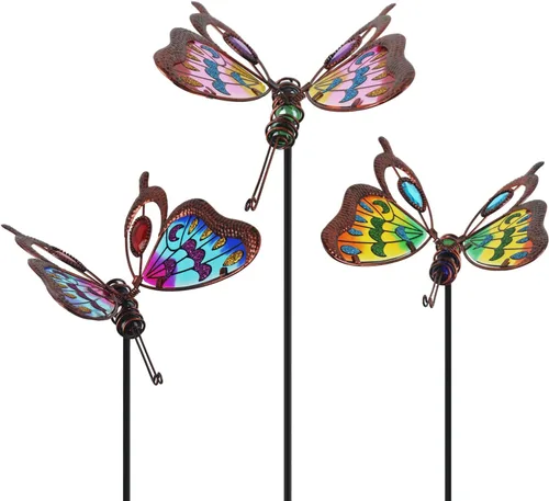 Miniatura 7 de Paquete de 5 Estacas Decorativas de Jardín con Mariposas, Decoración al Aire Libre de Metal para Patio y Jardín