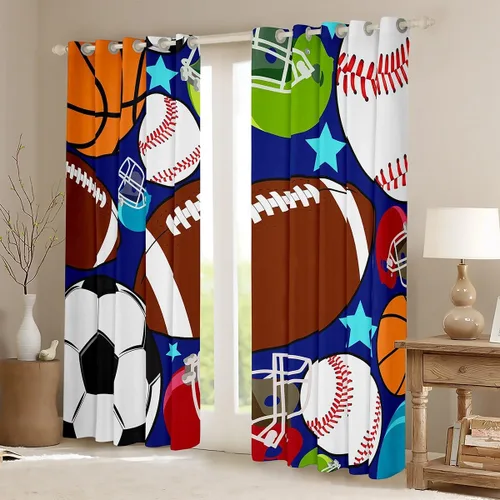 Miniatura 2 de Feelyou Cortinas deportivas para niños, para dormitorio, fútbol, baloncesto, tenis, béisbol, ropa de cama para niños, adolescentes, tratamiento