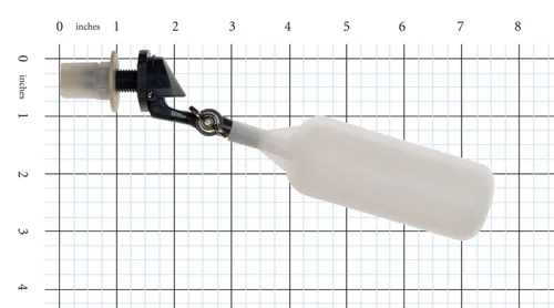 Miniatura 3 de Kerick Valve MA252 Mini válvula de flotador de PVC, tipo montaje en tanque, brazo ajustable, 1,5 gpm a 60 psi, tubo de 1/4