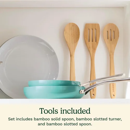 Miniatura 6 de Cuisinart Culinary Collection - Juego de ollas y sartenes de 12 piezas, antiadherente PURELYCERAMIC, color verde azulado