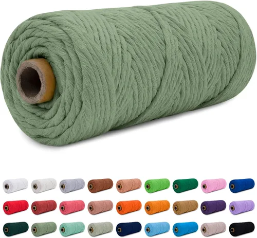 Miniatura 42 de CAMAL Cordón de macramé de 0.157 in x 109 yardas (328.1 ft), cuerda de algodón de color para tejer, manualidades, colgar en la pared, proyectos