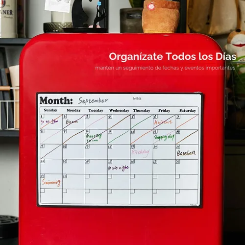 Miniatura 2 de Calendario magnético de borrado en seco para nevera, calendario de pizarra blanca para planificadores de refrigerador, 16.9 x 11.8 pulgadas