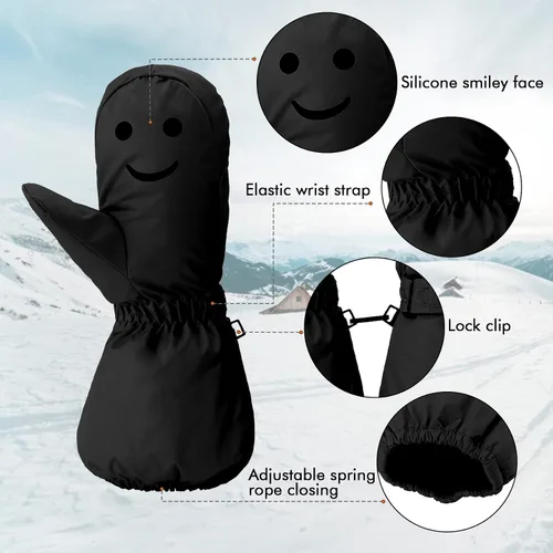 Miniatura 3 de HighLoong - Guantes de esquí y snowboard para niños, impermeables, transpirables, con forro Thinsulate, guantes de invierno para niños y niñas