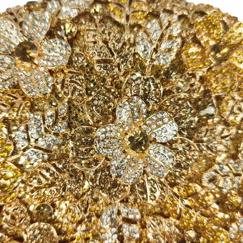 Miniatura 34 de Boutique De FGG Bolso de noche de flores de embrague de cristal de lujo para mujer, bolso de boda nupcial, bolso