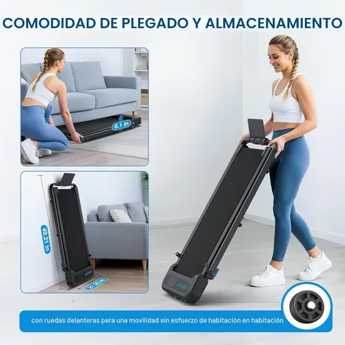 Miniatura 8 de WELLFIT - Cinta de correr plegable con inclinación del 10%, capacidad de más de 340 libras. Cintas de correr portátiles con manillar, para debajo