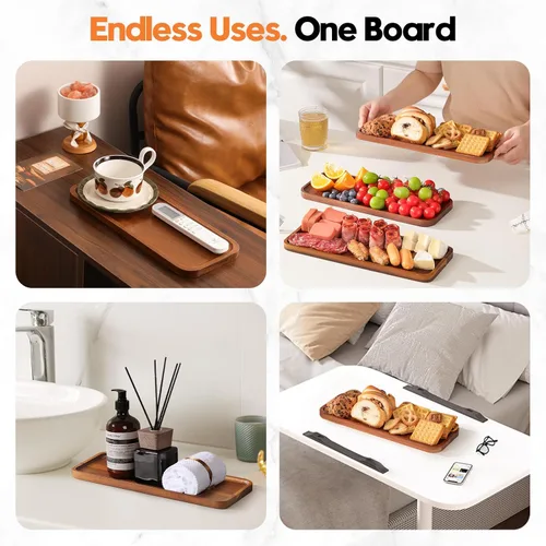 Miniatura 3 de Pequeñas bandejas y platos de madera maciza de acacia – Mini tablas de madera para charcutería, tabla rectangular para quesos para alimentos, baño