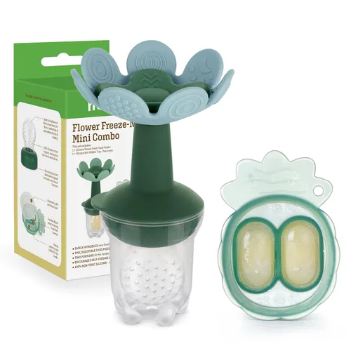 Miniatura 7 de Haakaa Flower Baby - Alimentador de alimentos de frutas frescas con mini bandeja para congelador, molde de paletas de leche materna para alivio