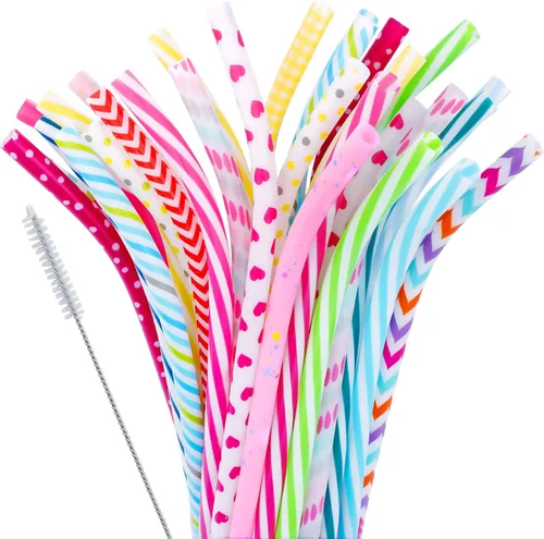 Miniatura 18 de JANYUN 30 Pieces Patriotic Plastic Straws, Red White Blue Star Straws 4th of July Drinking Straws for Beverage Milkshake Cocktail Memorial Day