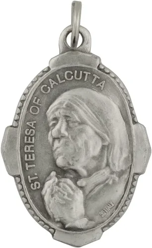 Venerare Colgantes de medalla de San en tono plateado Viene con tarjeta de oración Gran regalo católico para bautismo, primera comunión y