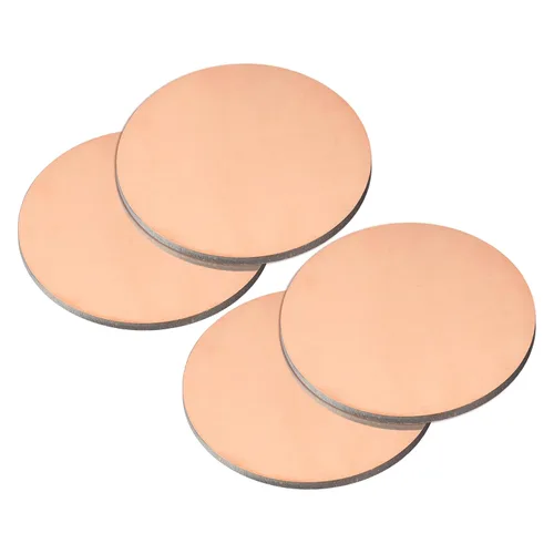 Miniatura 31 de uxcell Hoja de cobre puro, 4 piezas de 2 x 0.04 pulgadas, calibre 18 T2, placa redonda de metal de cobre para manualidades, reparaciones eléctricas