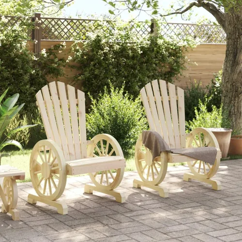 Miniatura 3 de Garden Adirondack Chair Set of 2 Natural Solid Fir Wood Outdoor Patio Furniture with Ergonomic Design and Weather-Resistant Finish for Backyard Deck