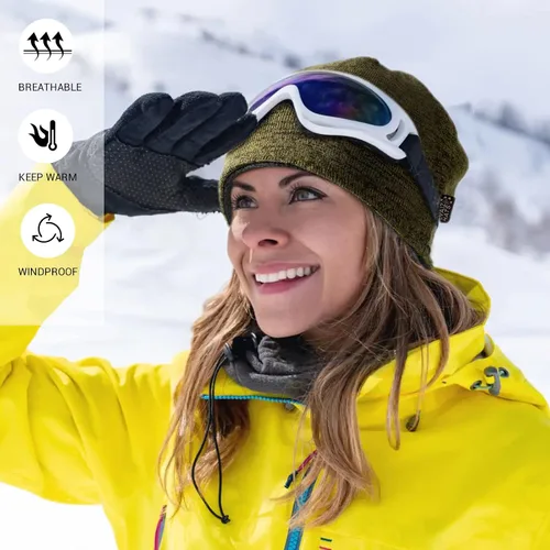 Miniatura 5 de Lvaiz - Gorro de invierno con forro polar para hombre, reversible, resistente al viento, cálido, para mujer