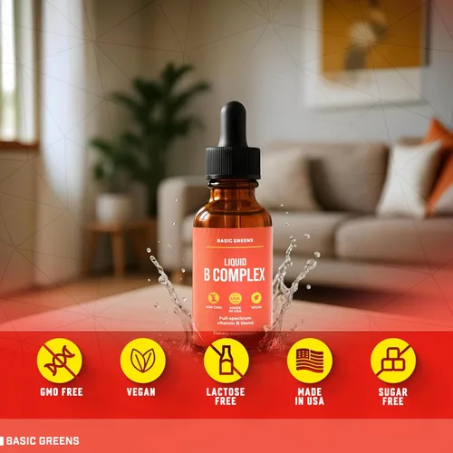 Miniatura 4 de Vitamina B Complex Liquid Drops Vegan – Fórmula sublingual extra fuerte, maximiza la absorción y aumenta la energía – B1, B2, B3, B5, B6, B7, B9