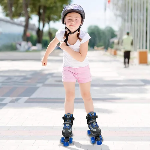 Miniatura 7 de MammyGol Roller Skates for Kids Boys Girls, Adjustable Quad Skates with Light Up Wheels for Toddler Little Kids Ages 6-12, Beginners Outdoor Sports