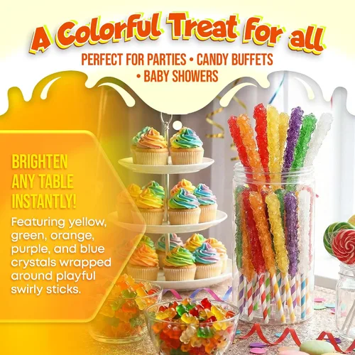 Miniatura 6 de Fusion Select Crystal Rock Candy Sticks - Bocadillos dulces de piruletas de azúcar duro con sabores fuertes, 12 caramelos surtidos extra grandes
