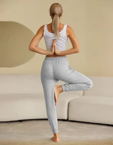 Miniatura 3 de PULI Pantalones deportivos de entrenamiento para mujer, de algodón, con bolsillo con cremallera