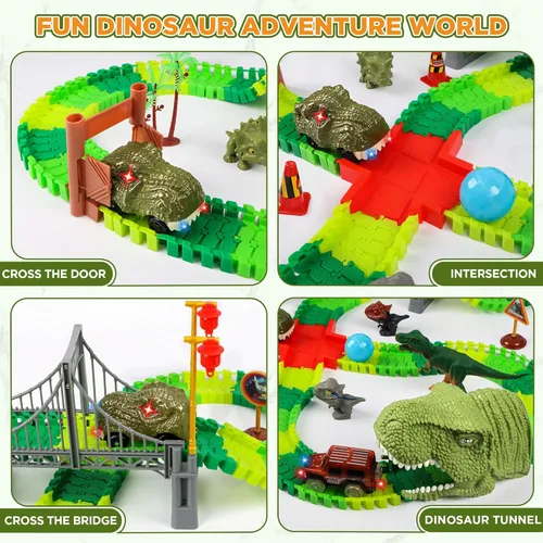 Miniatura 3 de Juguetes de autos de carreras de dinosaurios - Juguetes de cumpleaños para niños y niñas de 3, 4, 5, 6, 7 años, juego de autos de pista