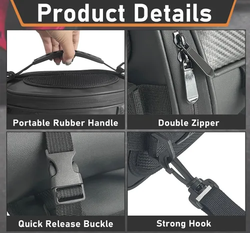 Miniatura 3 de Bolsa de cola para motocicleta, multifuncional, para guardar en el asiento trasero, bolsa de sillín, bolsa de tanque para motocicleta con correa