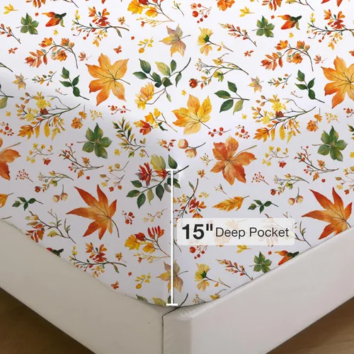Miniatura 17 de Viviland Juego de sábanas de 3 piezas con estampado botánico de mariposas y flores rosas y moradas, sábanas de microfibra suave y transpirable