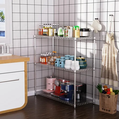 Miniatura 2 de pouseayar 3 Tier NSF Metal Shelf Wire Shelving Unit, 1050lbs Capacity Heavy Duty Adjustable Storage Rack with Shelf Liners for Closet Kitchen Garage