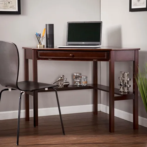 Miniatura 2 de SEI Furniture - Escritorio esquinero para computadora Wardboro - Espresso - Diseño de transición, acabado marrón - Ideal para oficina en casa