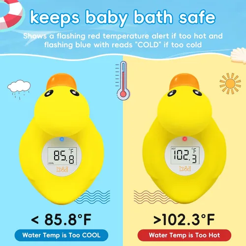 Miniatura 3 de B&H Termómetro de baño para bebé de pato para medir con precisión la temperatura del agua del bebé, sin BPA, juguete flotante de seguridad