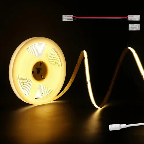 COB - Tira de luces LED de color blanco cálido, 3000 K, 23 pies, 7500 lm, cinta LED súper brillante y flexible para dormitorio, fiesta, decoración
