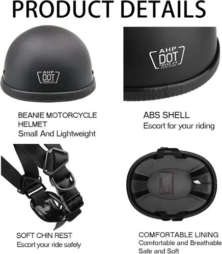 Miniatura 3 de Medio casco de motocicleta de estilo retro, diseño clásico, medio casco de motocicleta, certificado por DOT