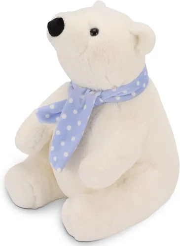 Oso polar de peluche, 9.8 pulgadas, realista, súper suave, lindo oso polar con bufanda, lindo juguete de peluche Kawaii para niños, niños, familia,