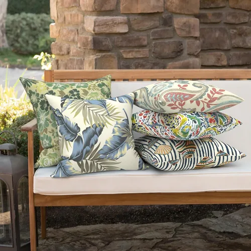 Miniatura 167 de Juego de 2 almohadas para exteriores de 16 x 16 pulgadas, repelentes al agua con interiores, para muebles de patio, hogar, jardín, geometría bohemia