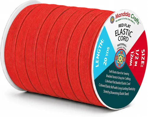 Miniatura 214 de Mandala Crafts - Rollo de cordón elástico plano para costura y manualidades Blanco