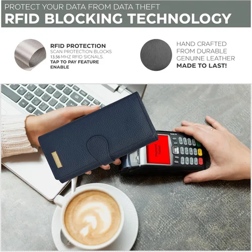Miniatura 2 de Carteras de piel con bloqueo RFID, para cheques, con 11 ranuras para tarjetas, para mujer, cartera Rfid
