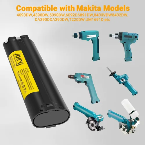 Miniatura 3 de Joiry Batería NiMh de repuesto de 9.6 V 4500 mAh compatible con Makita 9000 9600 9001 9002 9033 192696-2, 193890-9 191681-2 632007-4 5090D 6012HD