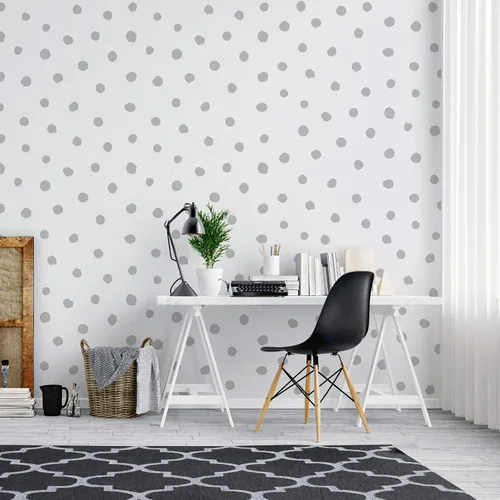 Miniatura 9 de Circle Polka Dots Pattern Peel and Stick Wallpaper Removable Wall Mural #6206 (108in Tall X 48in Wide, White Polka Dots)