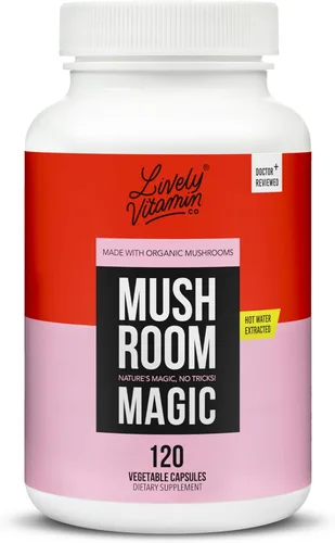 LIVELY VITAMIN CO. Mushroom Magic - Chaga - Cordyceps - Melena de león - Cola de pavo - Reishi - Shiitake - Maitake - Inmune - Energía - Memoria -