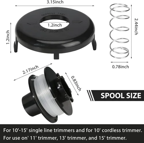 Miniatura 2 de THTEN 88175 - Carrete de recortadora de 30 pies y 0.065 pulgadas, compatible con Toro 51256, 51301, 51302, 51303, 51304, 51305, carrete de repuesto