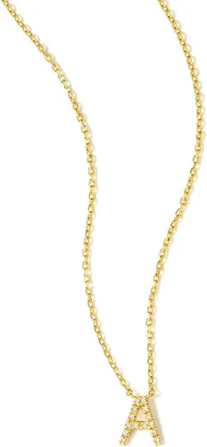 Miniatura 2 de Ross-Simons Collar con inicial acentuada de diamante en oro de 18 quilates sobre plata de ley