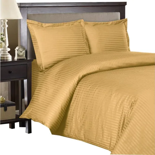 Miniatura 5 de Royal Hotel Bedding Juego de funda de edredón ultra suave, juego de edredón de 3 piezas, sin arrugas, cierre de botones, satén a rayas, fundas