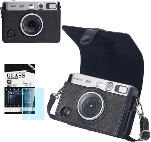CAIYOULE Mini EVO Funda, Funda protectora para cámara híbrida digital instantánea Fujifilm Instax Mini EVO, accesorios Mini EVO con bolsa de piel