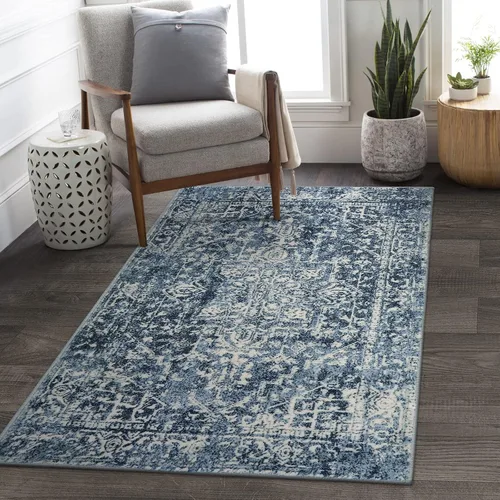 Miniatura 16 de Morebes Alfombra Bohemia Azul para Baño 2x4.3 pies, Alfombra de Pasillo Lavable Antideslizante Tapete de Baño Suave, Alfombras de Piso
