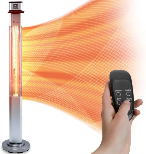 Miniatura 9 de SereneLife Calentador eléctrico para patio al aire libre, calentador infrarrojo de 900 W con control remoto, reflector de aluminio, diseño
