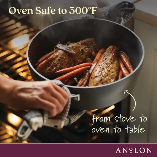 Miniatura 4 de Anolon Allure - Sartén para parrilla cuadrada profunda, anodizado duro, antiadherente, 11 pulgadas, color gris oscuro