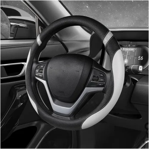 Miniatura 6 de Funda para volante de automóvil, 15 pulgadas, de cuero de alta calidad, transpirable, antideslizante, protector universal para volante cómodo